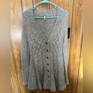 Free People Gray Cable Knit Cardigan